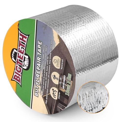 BIGTEETH Aluminum Butyl Waterproof Tape 4 inch x 16 feet - color: 4 inch x 16 feet