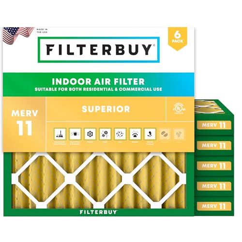 Filterbuy 10x10x2 Air Filter MERV 11 Pet & Allergy Defense (6-Pack) - size: 10x10x2