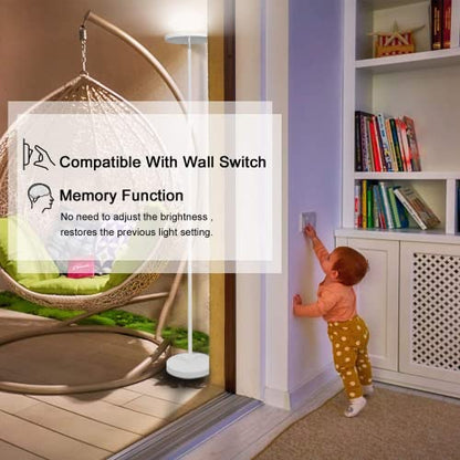 JOOFO LED Torchiere Floor Lamp with Remote, Stepless Dimmable Pearl White - color: Pearl White