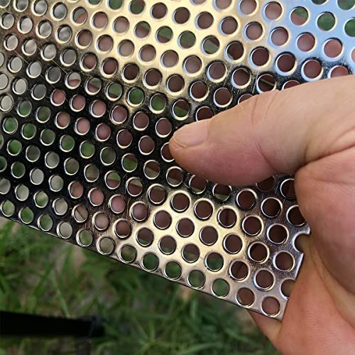 19 Gauge 15.7"x7.8" Perforated Metal Sheets Expanded Metal Mesh Opening 35% Hole 5mm 0.2"(About 1/5") Perforated Stainless Steel Sheet 304 Stainless Steel Mesh Screen Panel Decorati Plate - size: 15.7" X 7.8"