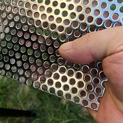 19 Gauge 15.7"x7.8" Perforated Metal Sheets Expanded Metal Mesh Opening 35% Hole 5mm 0.2"(About 1/5") Perforated Stainless Steel Sheet 304 Stainless Steel Mesh Screen Panel Decorati Plate - size: 15.7" X 7.8"