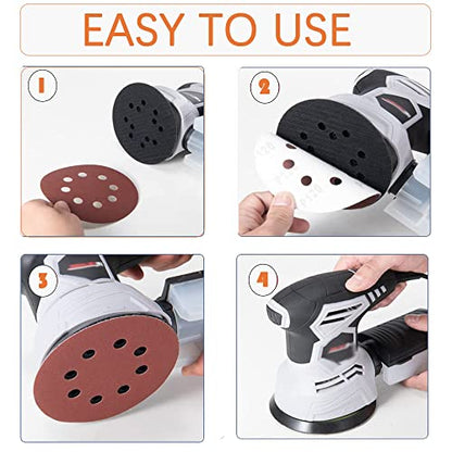 Utoolmart 10pcs 7 Inch 8 Hole Hook and Loop Sanding Disc 80Grit Flocking Sandpaper for Random Orbit Sander - size: 80 Grit