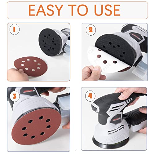 Utoolmart 10pcs 7 Inch 8 Hole Hook and Loop Sanding Disc 800Grit Flocking Sandpaper for Random Orbit Sander - size: 800 Grit