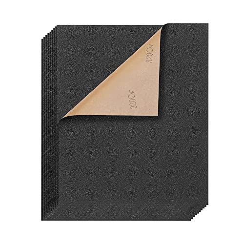 20Pcs Wet Dry Sandpaper Sheets (Grit 320), 9’’ x 11’’ Premium Silicon Carbide Auto Sand Paper - size: Grit 320