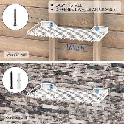 Wallmaster Garage Wall Shelves 23.6"x11.8" Wall Mount Metal Shelves 2 Pack - color: White, size: 2pack