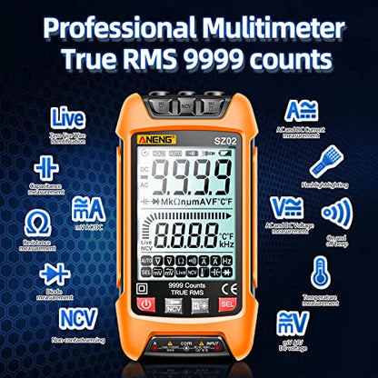 ANENG Smart Digital Multimeter, TRMS 9999 Count Auto Range, NCV Volt Meter