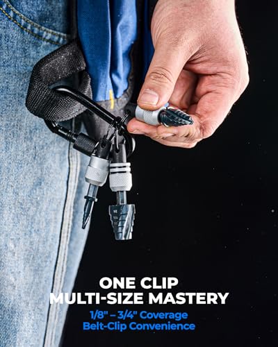toolant Mini Step Drill Bit, 1", 1/4"-1/2", M2 HSS, 1/4" Hex Shank - size: 1/4"-1/2"