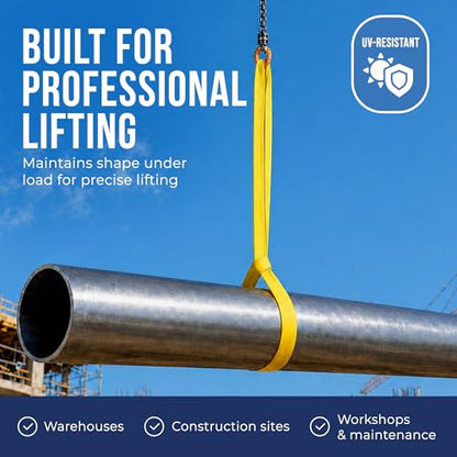 Ben-Mor Heavy Duty Round Lifting Sling, 12 ft 9,000 lb - color: Yellow - 9,000 lb Vertical WLL, size: 12 feet
