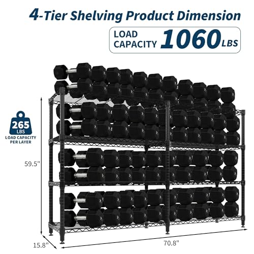 Garvee 70"W Storage Shelves 1060LBS Wire Shelving Unit for Kitchen Pantry - size: 70.8"W x 59.5"H x 15.8"D