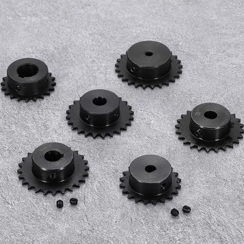 uxcell #25 Chain Roller Sprocket 12mm Bore 47.5mm OD, 22 Tooth C45 Carbon Steel ANSI #25 Roller Sprocket Round Hole with 4x1.8mm Keyway & Set Screws for ISO 04C Chain, Black - size: 12mm Bore 47.5mm OD, 22 Tooth, 4x1.8mm Keyway