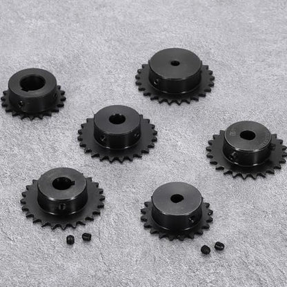 uxcell #25 Chain Roller Sprocket 12mm Bore 49.5mm OD, 23 Tooth C45 Carbon Steel ANSI #25 Roller Sprocket Round Hole with 4x1.8mm Keyway & Set Screws for ISO 04C Chain, Black - size: 12mm Bore 49.5mm OD, 23 Tooth, 4x1.8mm Keyway