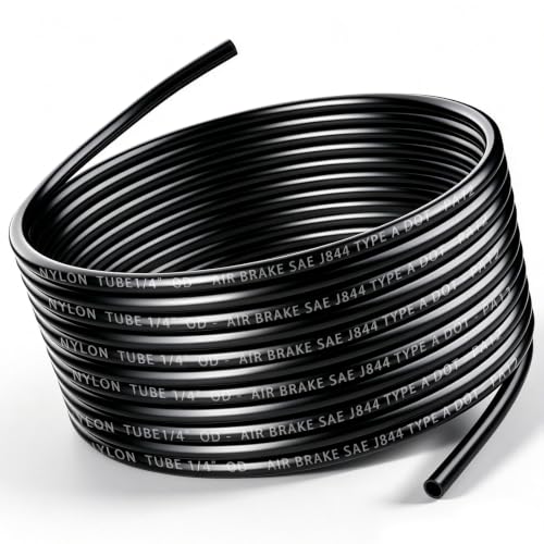 DOT Air Line Tubing, SAE J844 PA12 Nylon Air Brake Hose Pneumatic Tube - size: 1/4" OD 32.8FT