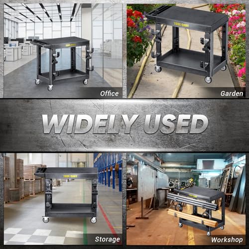 Flat Top Utility Cart, 600LBS Capacity Heavy Duty Flat - color: Black