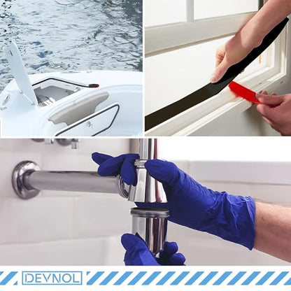 DEVNOL Self-Adhesive Neoprene Rubber Strips 1/16" Thick x 1” Wide x 12' Long, Sealing, Cushioning, Weather Stripping, Gaskets, and DIY Projects, Weatherproof - color: red adhesive backing, size: 1/16" x 1" x 12'
