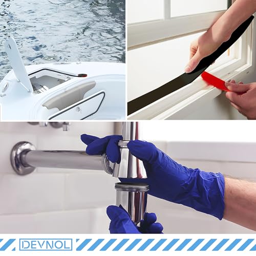 DEVNOL Self-Adhesive Neoprene Rubber Strips 1/8" Thick x 2” Wide x 12' Long, Sealing, Cushioning, Weather Stripping, Gaskets, and DIY Projects, Weatherproof - color: red adhesive backing, size: 1/8" x 2" x 12'