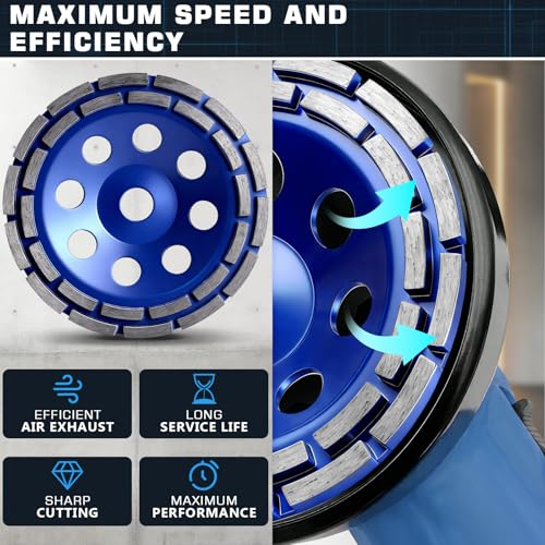 4 Inch Diamond Concrete Grinding Wheels, Double Rows 16 Turbo Segments for Polishing and Grinding Concrete, Stone, and Masonry, Fits 3/4'' Arbor Diamond Cup Wheel Angle Grinder Wheels (2 Pack) - size: 2 Pack