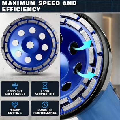 4 Inch Diamond Concrete Grinding Wheels, Double Rows 16 Turbo Segments for Polishing and Grinding Concrete, Stone, and Masonry, Fits 3/4'' Arbor Diamond Cup Wheel Angle Grinder Wheels - size: 1 Pack