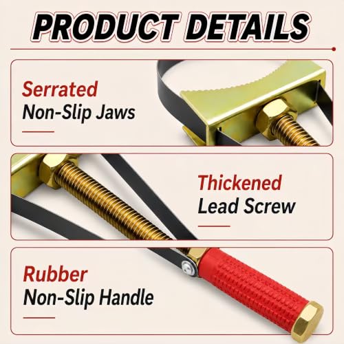 Heavy Duty Oil Filter Wrench Adjustable Steel Strap Removal Tool