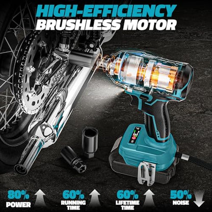 DIYtoolifz Cordless Impact Wrench Compatible with Makita 18v Battery: 250Ft-lbs(340N.m) 3/8" Brushless Electric Impact Gun, 2400RPM High Torque Impact Driver, Power Impact Wrench, Bare Tool - size: 250ft-lbs, style: For Makita 18V Battery (Battery Not Inc