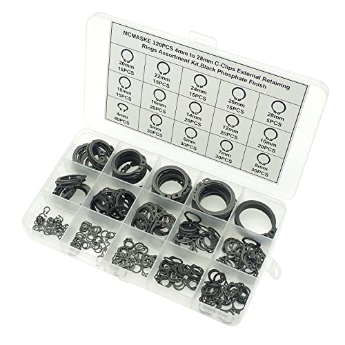 320PCS Metric C-Clips External Retaining Rings 4-28mm DIN471 Kit