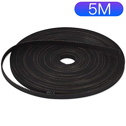3D Printing GT2 Timing Belt, Zeelo 5 Meters (16.4ft) GT2 Open Timing Belt 2mm Pitch 6mm Width Rubber Fiberglass Fit for RepRap Prusa Mendel Rostock CR-10 Ender 3 3D Printers - Black - color: 5M