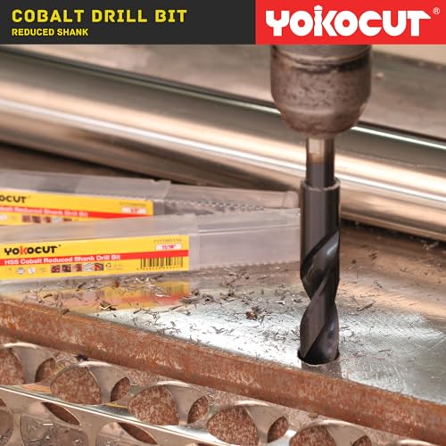 17/32 Inch Cobalt Drill Bit | Reduced Shank High Speed Steel | 17/32 Drill Bit for Stainless Steel and Hardened Metal | HSS M35 Titanium Aluminum Nitride Coating with 1/2" Shank - size: 17/32 Inch