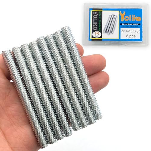 8pcs Silver Zinc Fully All Threaded Rod Carbon Steel Long Thread Screw 5/16x3 for Furniture Garden Railing Mounting Assembly Fastening Steel Frame Connection Full Thread Rod for Furniture - size: Silver-Zinc 5/16x3 Inch-8P