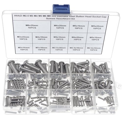 Metric M2.5-M8 304 Stainless Steel Button Head Socket Cap Screw Kit