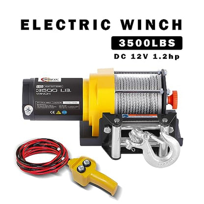 RUGCEL WINCH 3500lb. ATV/UTV Electric Winch,with Roller Fairlead, Mount Plate