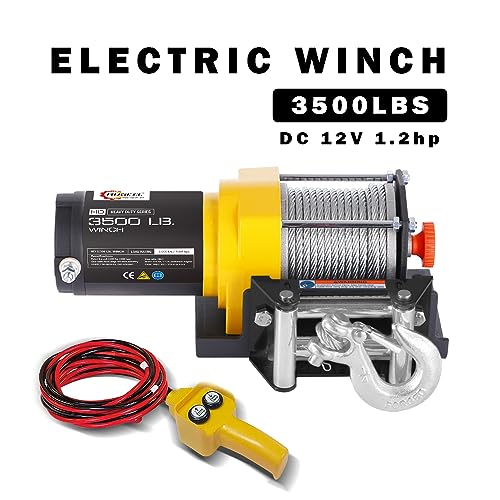 RUGCEL WINCH 3500lb. ATV/UTV Electric Winch,with Roller Fairlead, Mount Plate