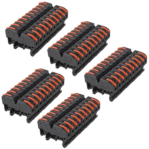 50Pcs DIN Rail Terminal Blocks Compact 24-12 AWG Wire Connectors for Electrical Control Panels Industrial Use - Black - color: black 50pcs