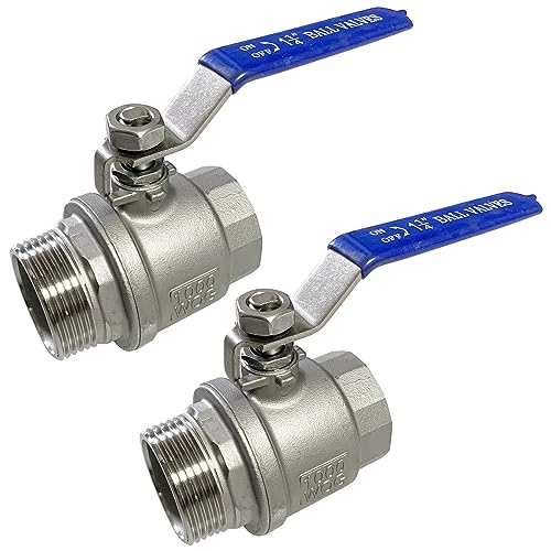 1-1/4" Male to Female Thread Full Port Ball Valves NPT 304 Stainless Steel for Water Oil Gas WOG1000 (Pack of 2) - size: 2-pack x 1-1/4 Inch