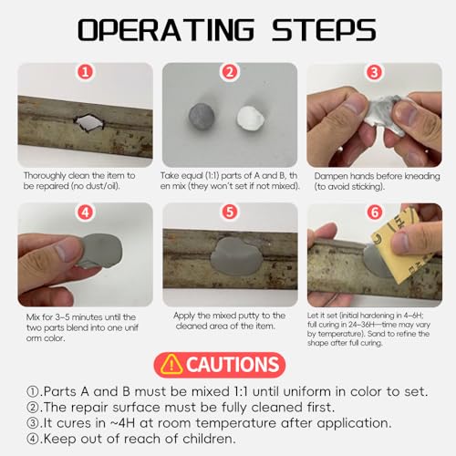 Steel Epoxy Putty 2 Part, Metal Repair High Strength Heat Resistant - color: Grey