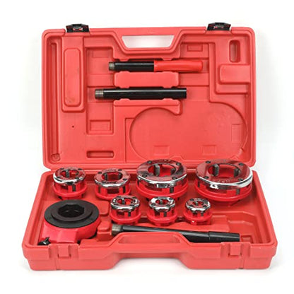 HFS(R Ratchet Pipe Threader Kit Ratcheting Pipe Threading Tool Set (7 dies 3/8", 1/2", 3/4",1", 1-1/4", 1-1/2", and 2") - size: with 7 Dies