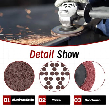 findmall 25Pcs 2 Inch Maroon Quick Change Surface Prep Conditioning Discs