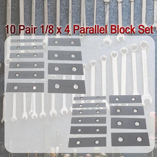 findmall 10 Pair 1/8 x 4 Accuracy Machinist Parallel Block Set 0.0002 Hardened Gage Gauge Tool Blocks Set, Wooden Boxes and Plastic Boxes - size: 10 Pair 1/8 x 4