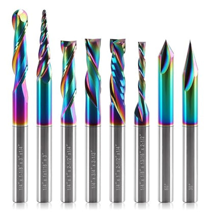 8 PCS CNC Router Bits Set 1/4 Inch Shank for Woodworking