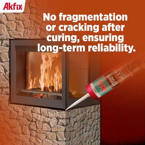 Akfix Heat Fighter Black Fireplace Sealant - 2700 °F (12x10.1 oz.) - Heat Resistant Fireplace Stove Caulk for Chimneys, Ovens, Grills, Wood Stoves | Non-Flammable, Quick-Drying & Paintable Cartridge - size: 12 Pack
