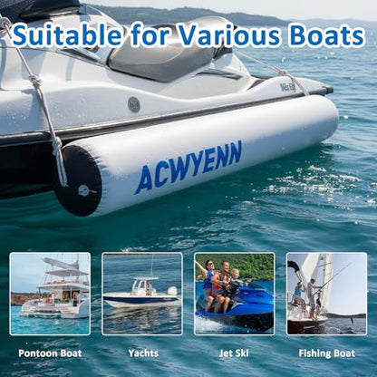 Inflatable Large Boat Dock Bumpers and Fenders for Docking - size: 6'x14" Grey-Black