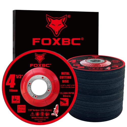 FOXBC 4-1/2" Type 27 Metal Cut-Off Wheel Disc, T27 Depressed Center - 25 PK