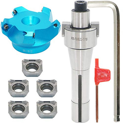 3.15 Inch Face Milling Cutter Aluminum KM12 80MM CNC End Milling Cutter Holder + R8-FMB22 Shank Face Shell Mill Arbor + 5pcs SEHT1204 Carbide Inserts + 8mm Hexagon Wrench + T20 Wrench CNC Machine Tool - style: AL KM12 80-22 (3.15 Inch)