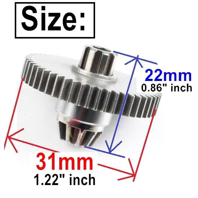 16401Y Upgrade Metal Spur Gear Assembly Parts for 1/14 1/16 MJX Hyper Go 16401Y H14BM H16BM Spur Gear,MJX Hyper Go H16GT H16DR,16207 16208 16209 16210 14301 14302 14303 14209 14210 Spur Gear