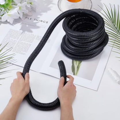 MAYJOYDIY 1Inch Black Metal Conduit Pipe PVC Galvanized Steel Metal Conduit Pipe Flexible Wire Loom Tubing for Automotive Home Office and Industrial Wiring & Cable Protection, 16.4ft - size: 16.4FTx0.98"