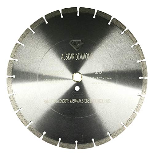 16 inch ALSKAR DIAMOND Dry or Wet Cutting General Purpose Power Saw Segmented Diamond Blades for Concrete Stone Brick Masonry (16") - size: 16"