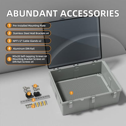 Joinfworld Outdoor Cable Enclosure 19.7x15.7x7.9 Waterproof Junction Box - size: 19.7"x15.7"x7.9" Clear