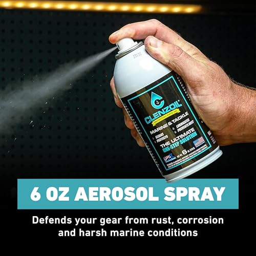CLENZOIL Marine & Tackle - Fishing Gear Oil Lubricant - for Fish Care Reels, Boat Motors, Downriggers & More - Easily Oils Applicator - size: 6 oz Aerosol