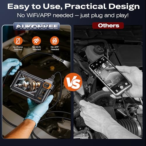 Dual Lens Endoscope Camera with Light, 4.3" IPS 1920P HD Borescope Camera - size: 16.5FT Dual Lens