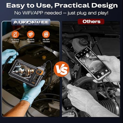 Dual Lens Endoscope Camera with Light, 4.3" IPS 1920P HD Borescope Camera - size: 16.5FT Dual Lens