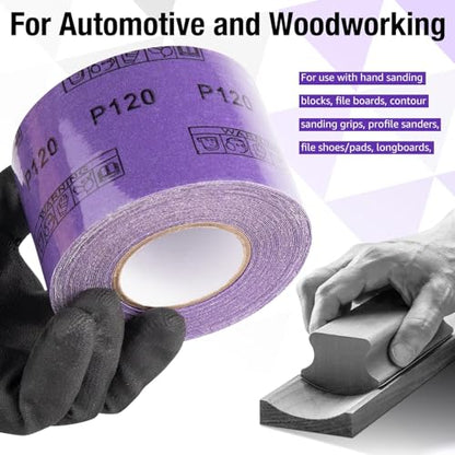 180 Grit PSA Purple Ceramic Sandpaper Roll 2-3/4x20 Yards Film Sanding Roll - style: 180 Grit