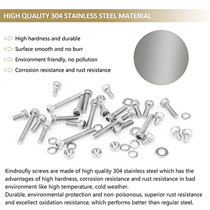 562 Pieces M3 x 4/6 /8/10 /12/16 /20mm Hex Socket Head Cap Screws Nuts Washers Assortment Kit, 304 Stainless Steel, Fully Machine Thread - size: M3, style: Socket Head